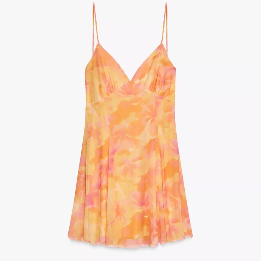 Zara printed tulle mini dress